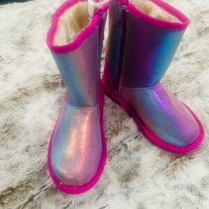 Little girls Barbie metallic pink boots